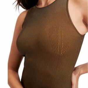 NEW Good American Angled Rib High Neck Thong Bodysuit in FOG001 - Size 1 (Small)